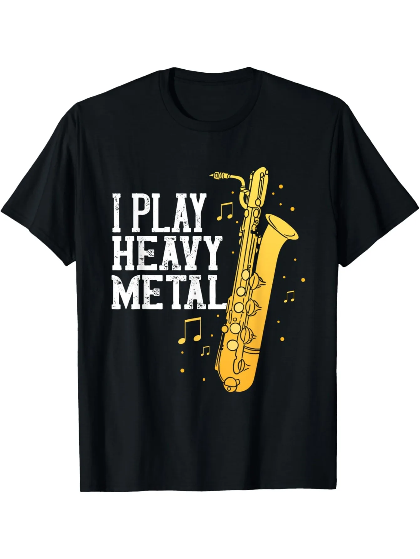 Heavy Metal Saxophone  Euphonium T-Shirt - Loose Fit Casual Summer Tee with Saxophonist Graphic, Baritone Instrument for Musicians  Music Lovers,