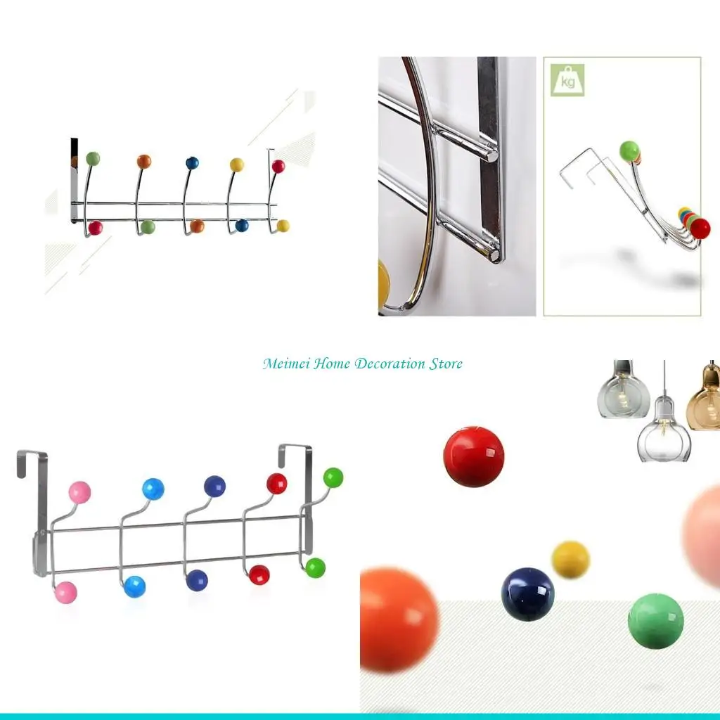 H7BF Heavy Duty Over Door Hooks for Bedrooms Bathroom Door 10 Hooks Hanger for Coat