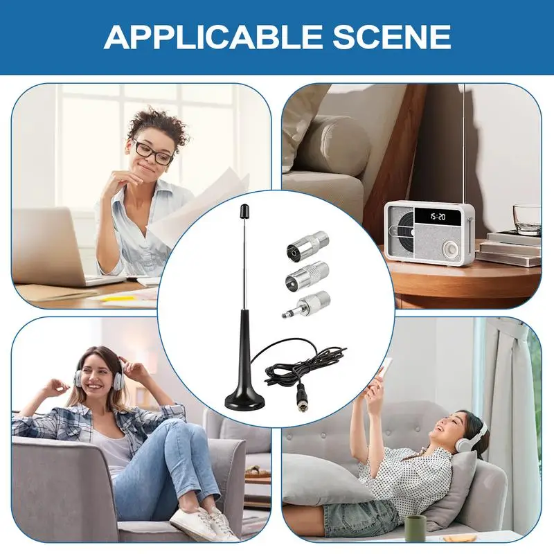 FM Telescopic Antenna Long Range Reception Indoor TV AM FM Radio Stereo Receiver Portable Signal Booster Television Receiver
