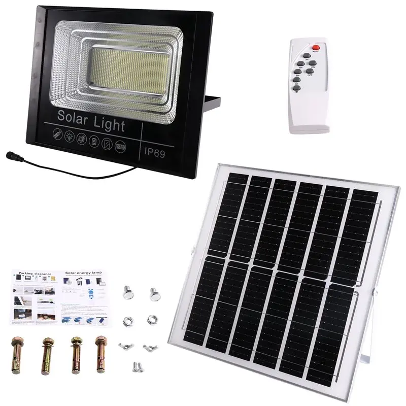 TFORU-300W Solar Flood Light With Remote Control IP67 Waterproof Outdoor Solar Powered Security Light Dusk To Dawn Auto On/Off