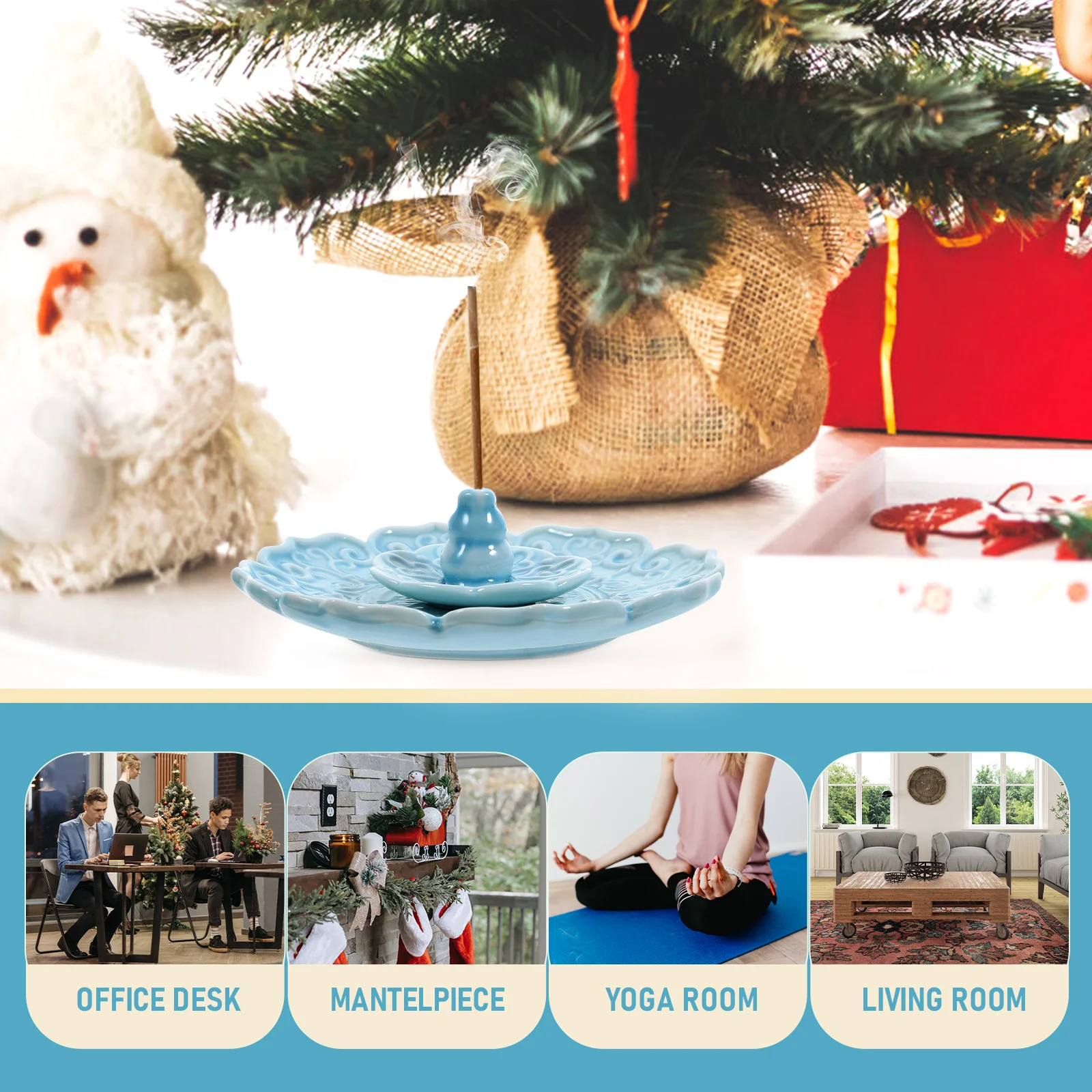 

Incense Stick Burner Artistic Ceramic Incense Holder Decorative Tray Stable Desktop Placement Yoga Bedroom Relaxation