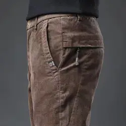 Pantalones informales de pana para hombre, ropa de calle cálida con cintura elástica, Estilo Vintage, primavera y otoño, novedad de invierno
