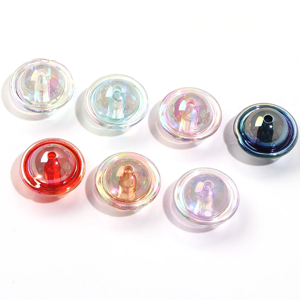 10pcs/lot Color Plating UFO Shape Acrylic Beads Flying Saucer Loose Spacer Beads For Jewelry Making DIY Keychain Necklace image 6