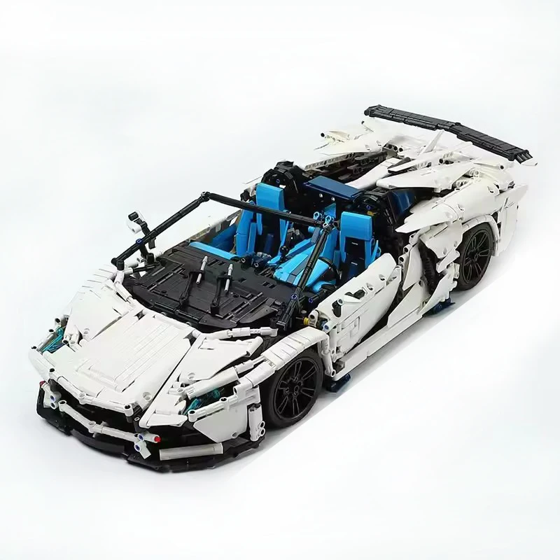 MOC F10002 การวิเคราะห์ 1:8 สีขาวSVJ LP700 กีฬารถBuilding Block Racingรถอิฐประกอบเด็กDIYของเล่นคริสต์มาสของขวัญเด็ก
