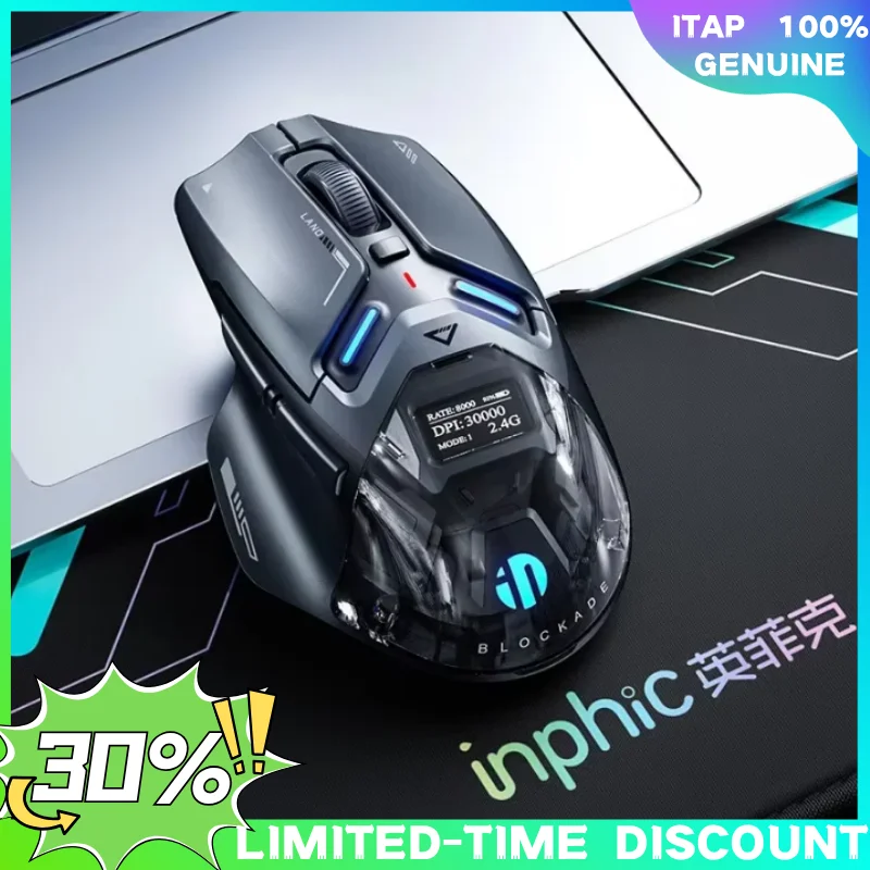 

INPHIC IN9 Ultra Three Mode Wireless Gaming Mouse PAW3950 OLED Screen Long Endurance Right Hand Ergonomic Nano 8K 800mah Gift PC