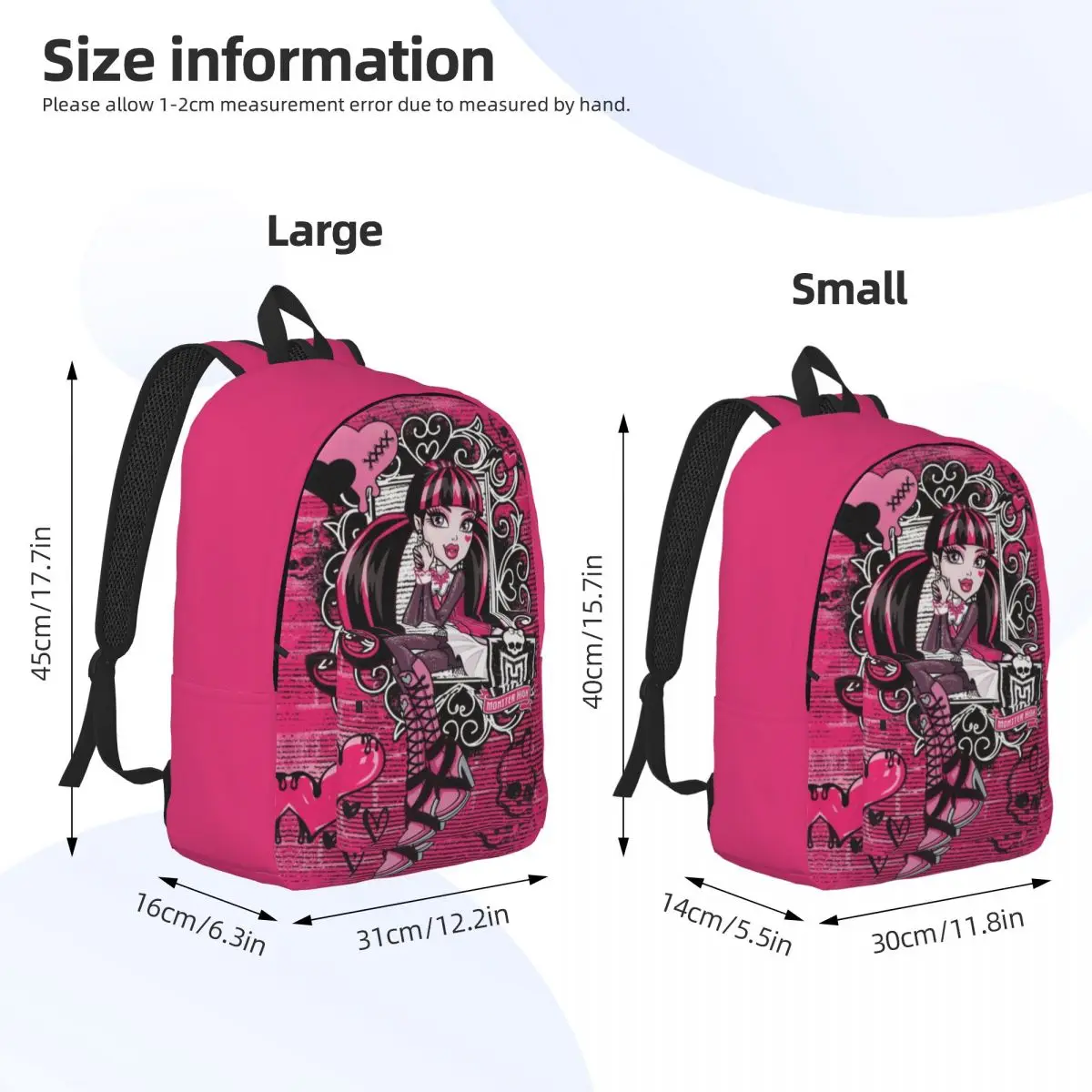 Cartoon Girl Backpack Monsters High Student Polyester Travel Backpacks Xmas Gift Pattern Stylish School Bags Rucksack