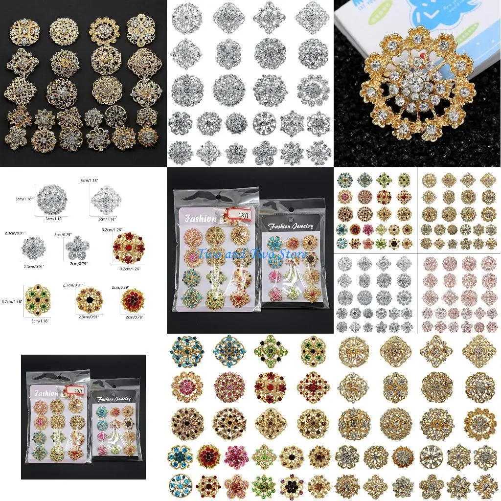 

HX6F 24x Mixed Color Corsage for Rhinestone Crystal Flower Brooches Pins Jewelry Gift
