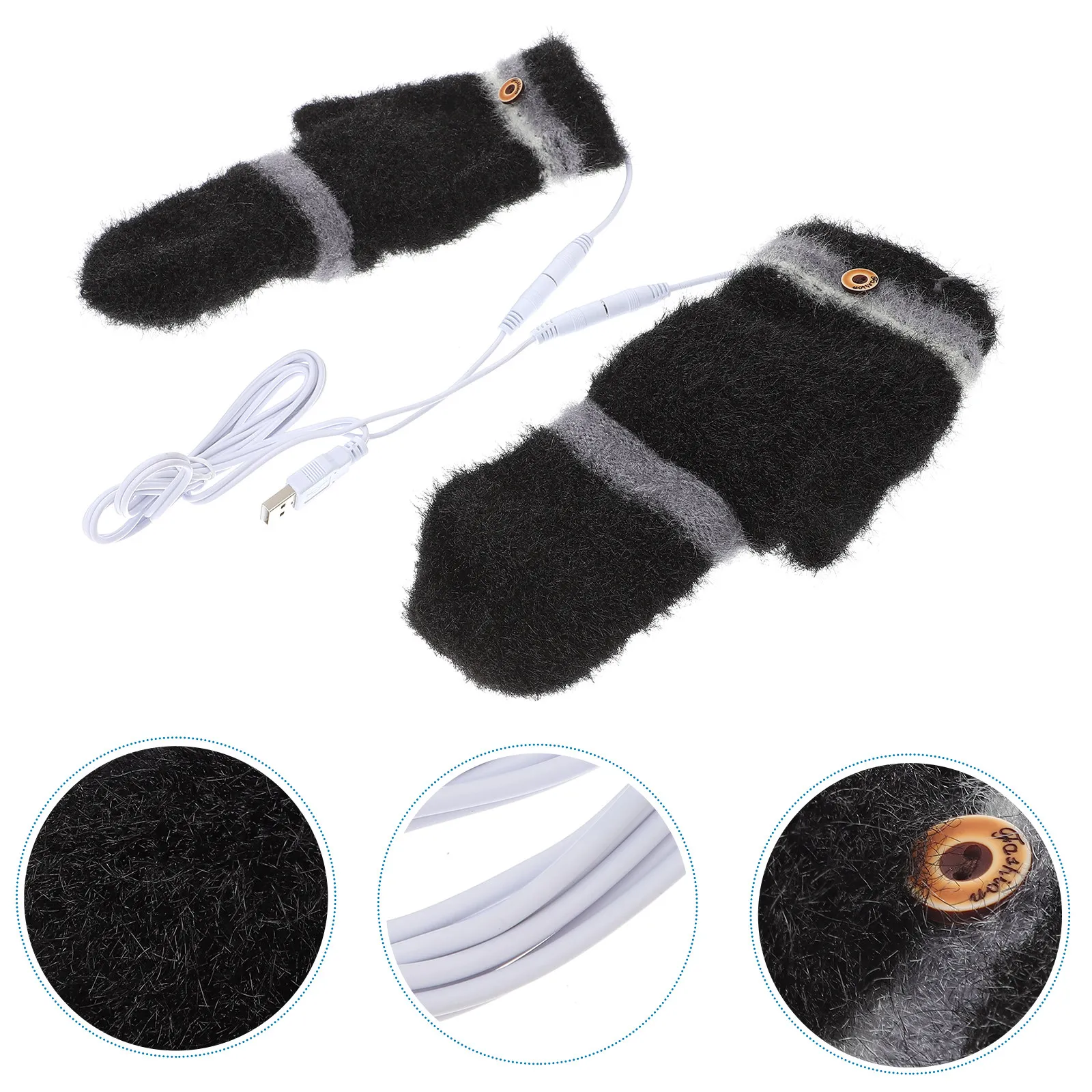 

1 пара перчаток с USB-подогревом, вязаные, моющиеся, гибкие, теплые, противоскользящие, для походов, катания на лыжах, езды на велосипеде, зимнего использования