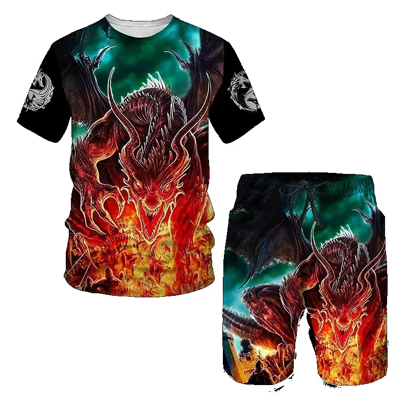 2025 Fashion Street Beer 3D Printed Sportswear Two Piece Sportswear New Summer Men's Short Sleeved T-shirt Set