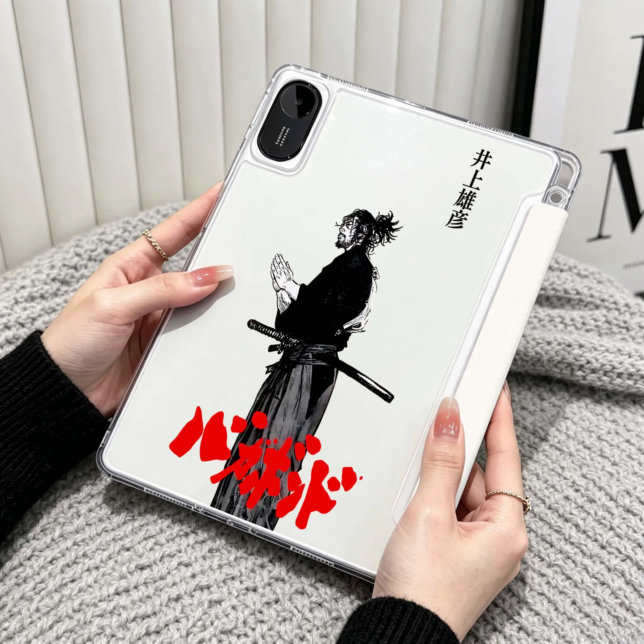 Samurai Ink Case For Xiaomi Redmi Poco Pad 5 6 7 8 Pro SE 11 11.2 12.1 Inch Transparent Y-Shaped Folding Tablet
