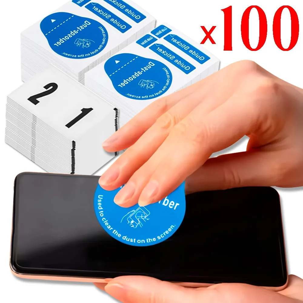 

100/1 шт., инструмент для очистки экрана мобильного телефона для удаления пыли, все телефоны, ноутбука, направляющая пылепоглотителя, наклейка, прозрачная пыль на экране телефона