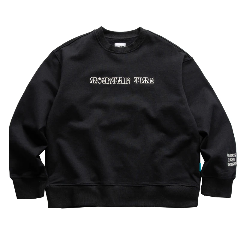 Japanese Streetwear Fashion Embroidery Casual Round Neck Sweatshirt Harajuku Vintage Jumper Men Clothing Korean Pullover Male