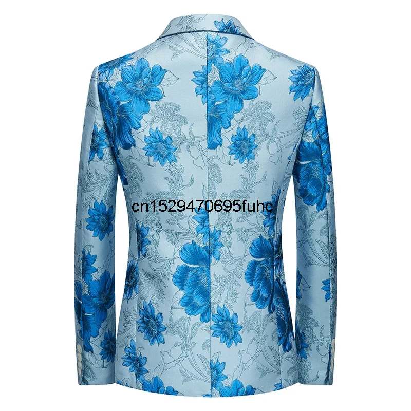 2023 Fashion New Men's Casual Boutique Business Wedding Host Slim Bronzing Suit Flower Jacket Dress Blazers Coat