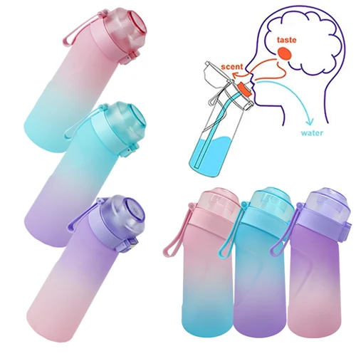 LUSQI 빨대 누출 방지 랜덤 풍미 포드 2 개 포함 물병, 캠핑 러닝 여행 캠핑에 적합, 500ml 