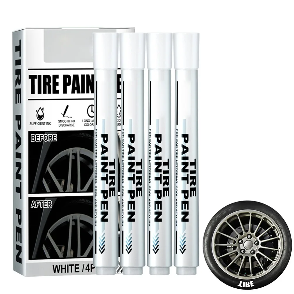 

4 Pack Graffiti White Color Tire Marker Pen Waterproof Oil Based Paint Marker Pen Lettering Paint Pen Auto Rubber