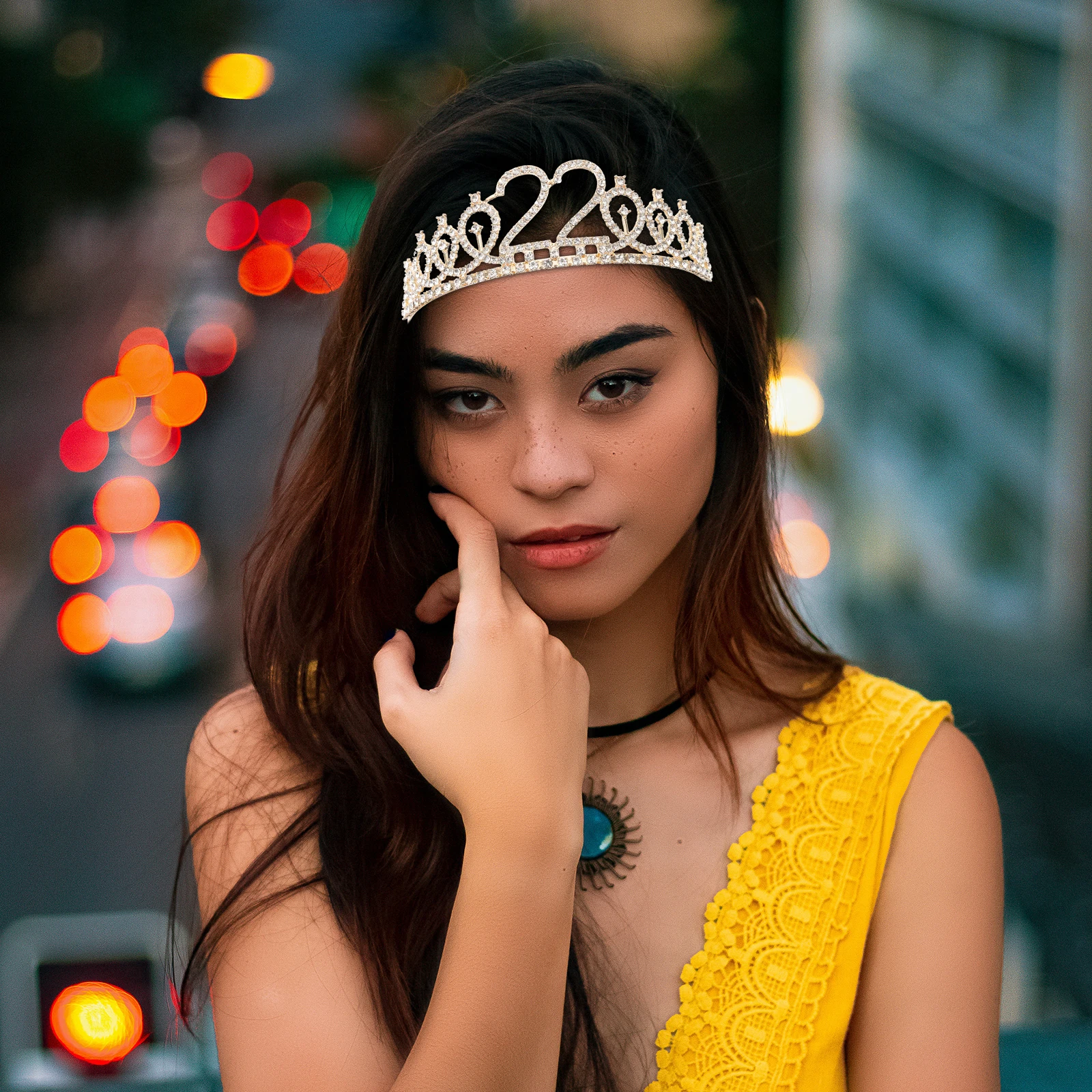 

Birthday Crown Set Rhinestones Headb for Girls 22 Years Old Party Decorations Princess Alloy Headdress Hair Accessories Shiny