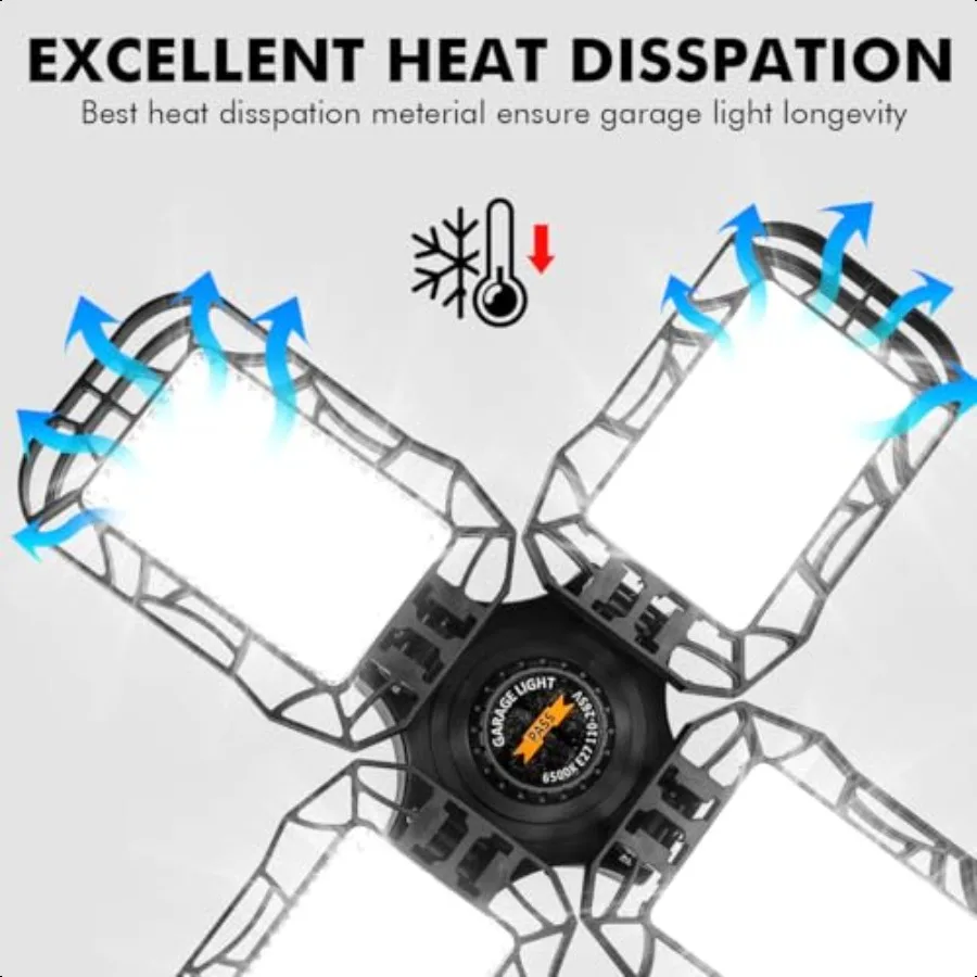 Lampada da garage a LED Confezione da 4 luci da negozio a LED ultra luminose da 120 W con 4 pannelli regolabili 12000LM E26 E27 Base Deformabile per soffitto Fixtu