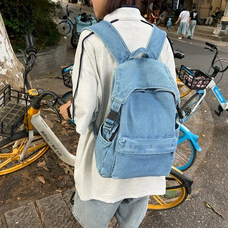 Sacs à dos en denim avec fermeture éclair pour femmes, cartables simples, grande capacité, décontracté, polyvalent, solide, haute qualité, offre spéciale, 2024