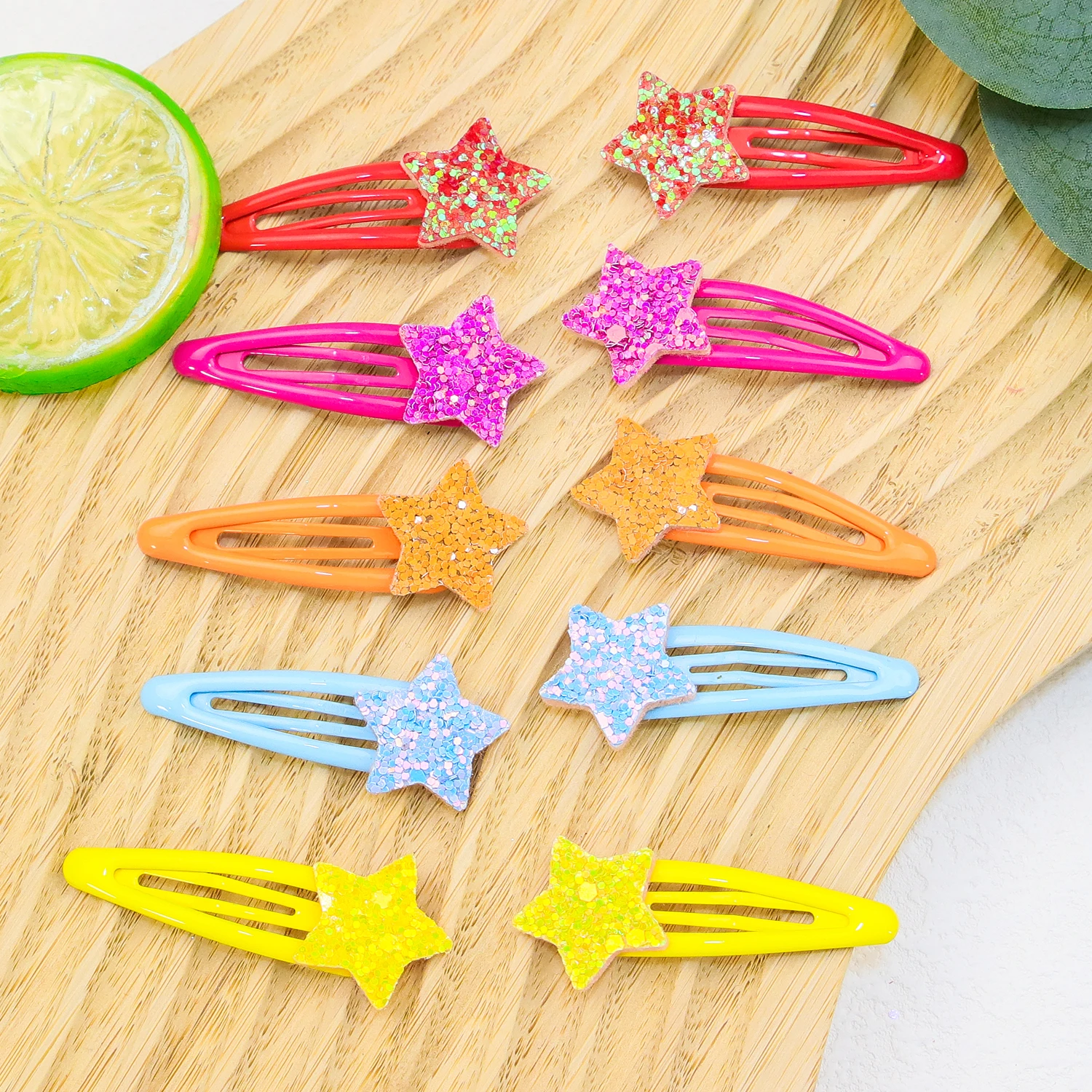 10pcs Sparkly Star Hair Clips Girls Alloy Hairpins Glitter Star Shaped Hair Barrettes Clips Kids Headwear Hair Accessories