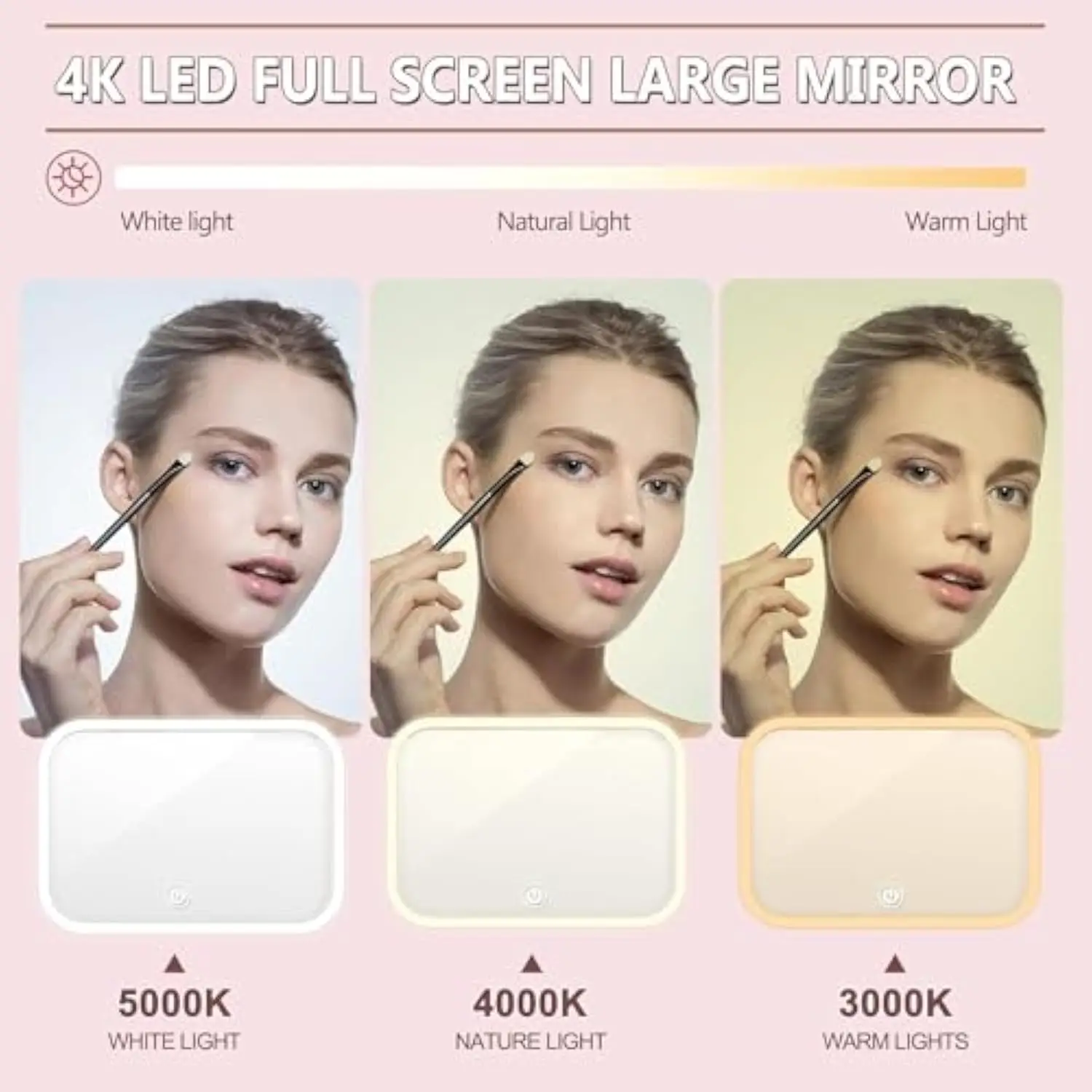 Duża kosmetyczka podróżna z lusterkiem LED dla kobiet, z lusterkiem powiększającym 10x i regulowanymi przegródkami.