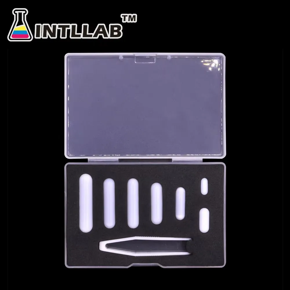 INTLLAB 7pcs Mixed Size PTFE Magnetic Stir Bars - TYPE-C Lab Stirrer Mixer, Chemical Resistant High Temp Resistant