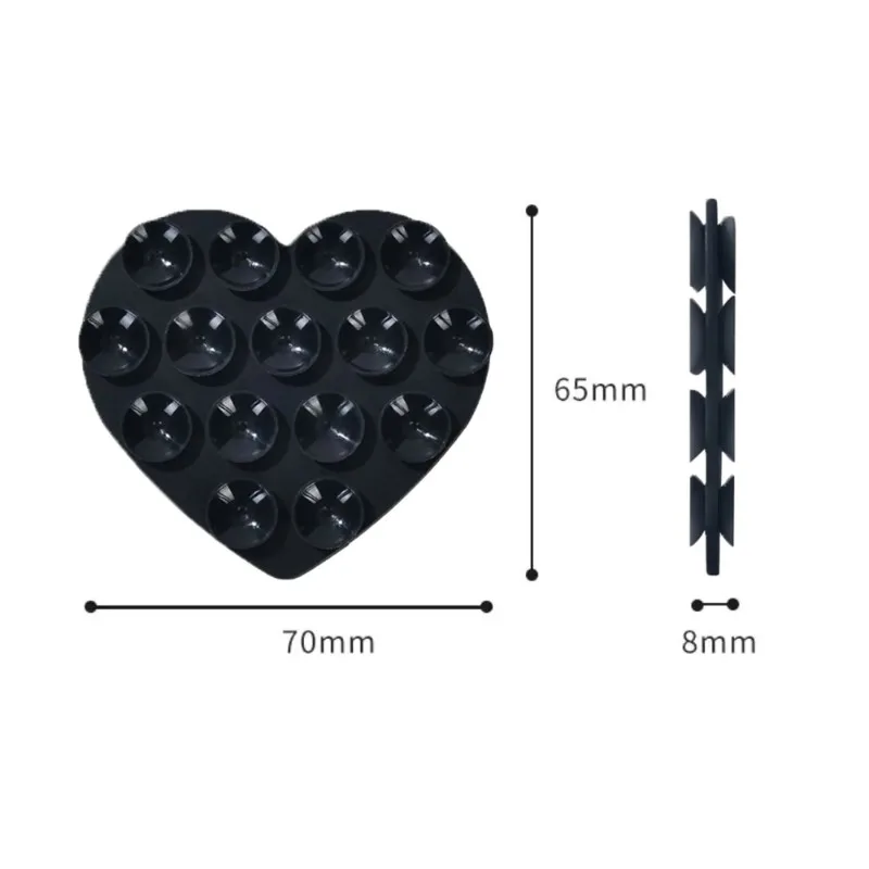 Double Sided Heart-shaped Silicone Rubber Magnetic Suction Cup Phone Holder Washable for iPhone Samsung Xiaomi Smartphone Mount