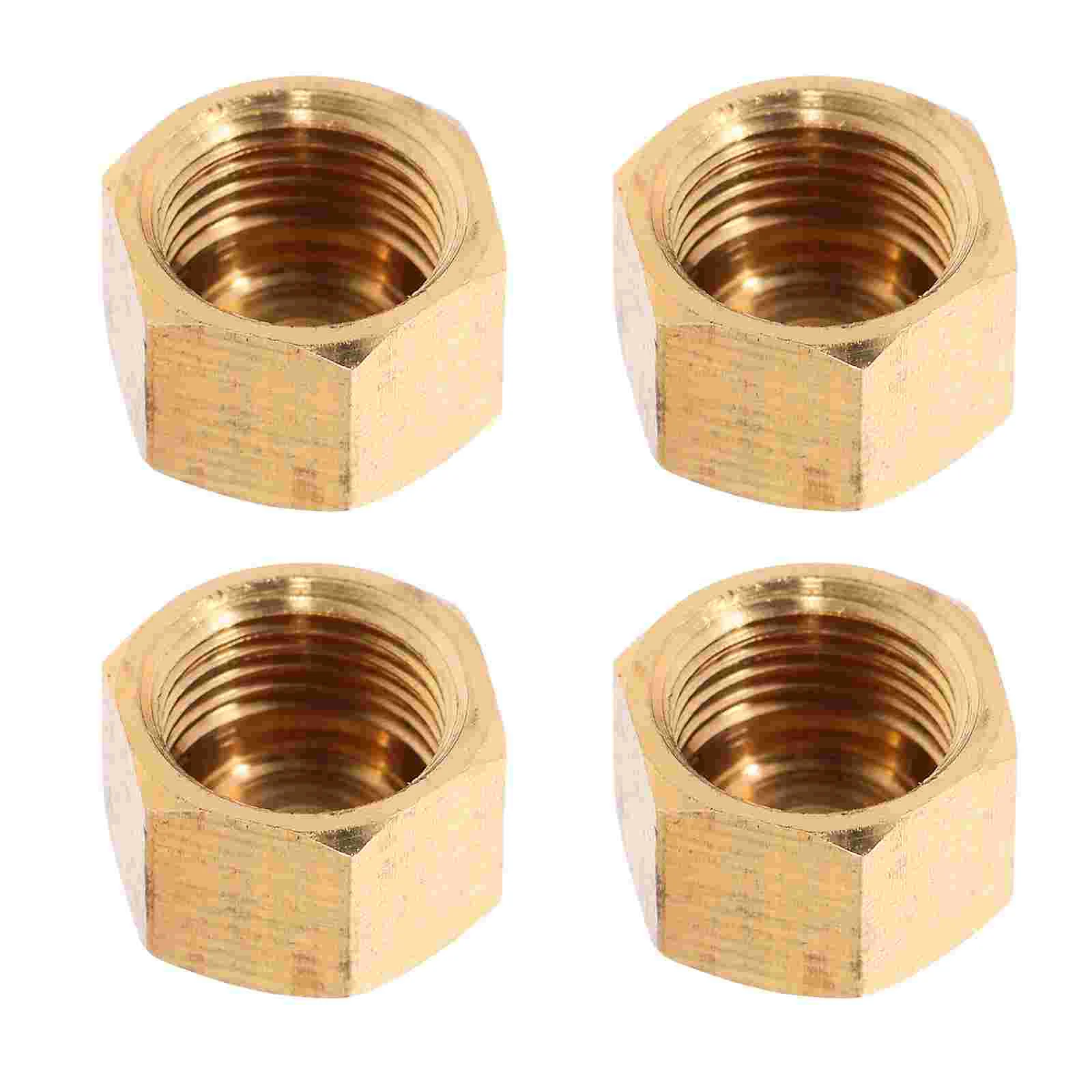 4 Pcs Brass Cap 1/8 Compression Fitting Flare Internal Teeth Copper Flared Tube Fittings Nut Pipe