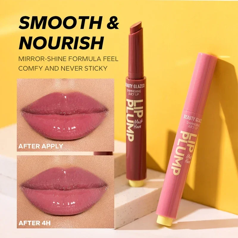 Heallor beleza vitrificada 12 cores cintilante batom suculento brilhando lábio gordo hidratante nutritivo feminino maquiagem labial presente da menina
