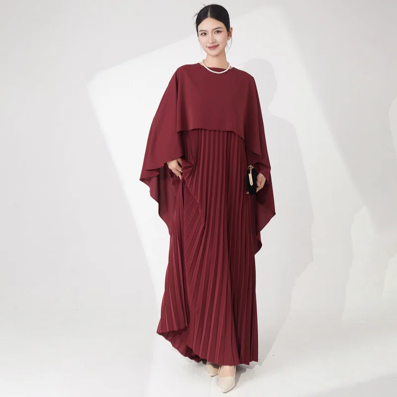 

Miyake oversized summer design loose shawl dress elegant temperament meat blocking fashion long dress [25424zsj--25LYQ2167C]