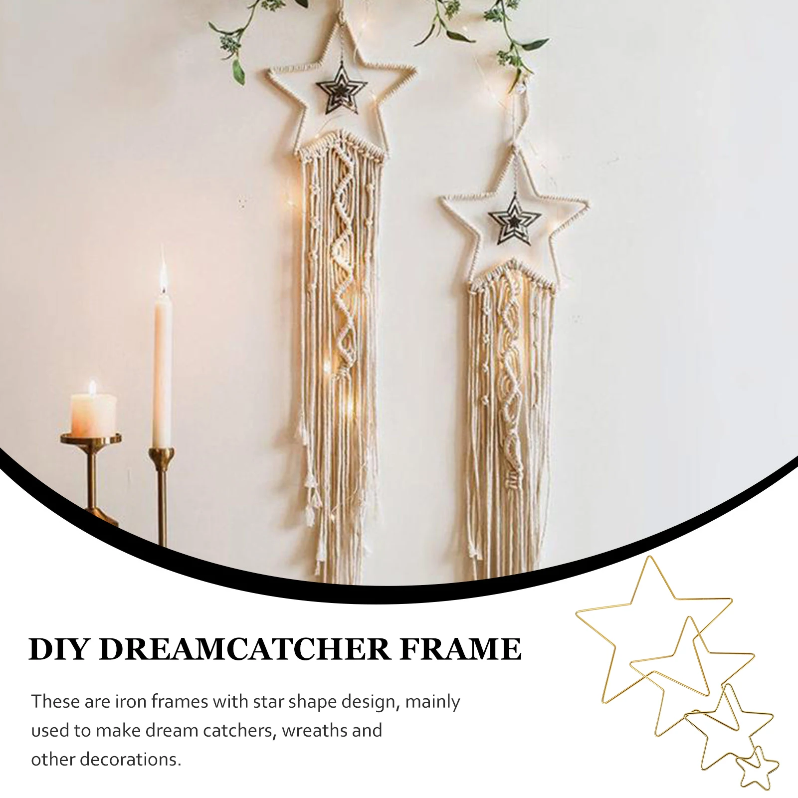 

4pcs Iron Dream Catcher Metal Hoops Star Shaped Rings For Diy Crafts Wedding Wreath Decor Wind Chimes Making Tool