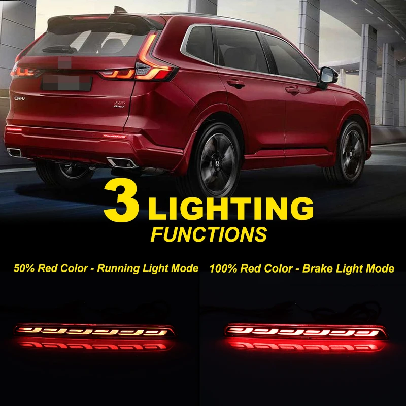 For Honda CRV 2023 2024 LED Rear Bumper Reflectors Lights Dynamic Turn Signal Lamp Running Warning Brake Car Accessories 12V