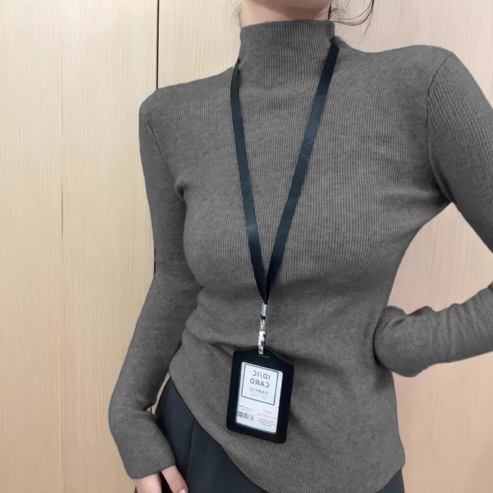 

Gray Semi-turtleneck Base Shirt Women's 2025 New Autumn and Winter High-end Slim Sweater Can Be Worn Outside with An Undershirt