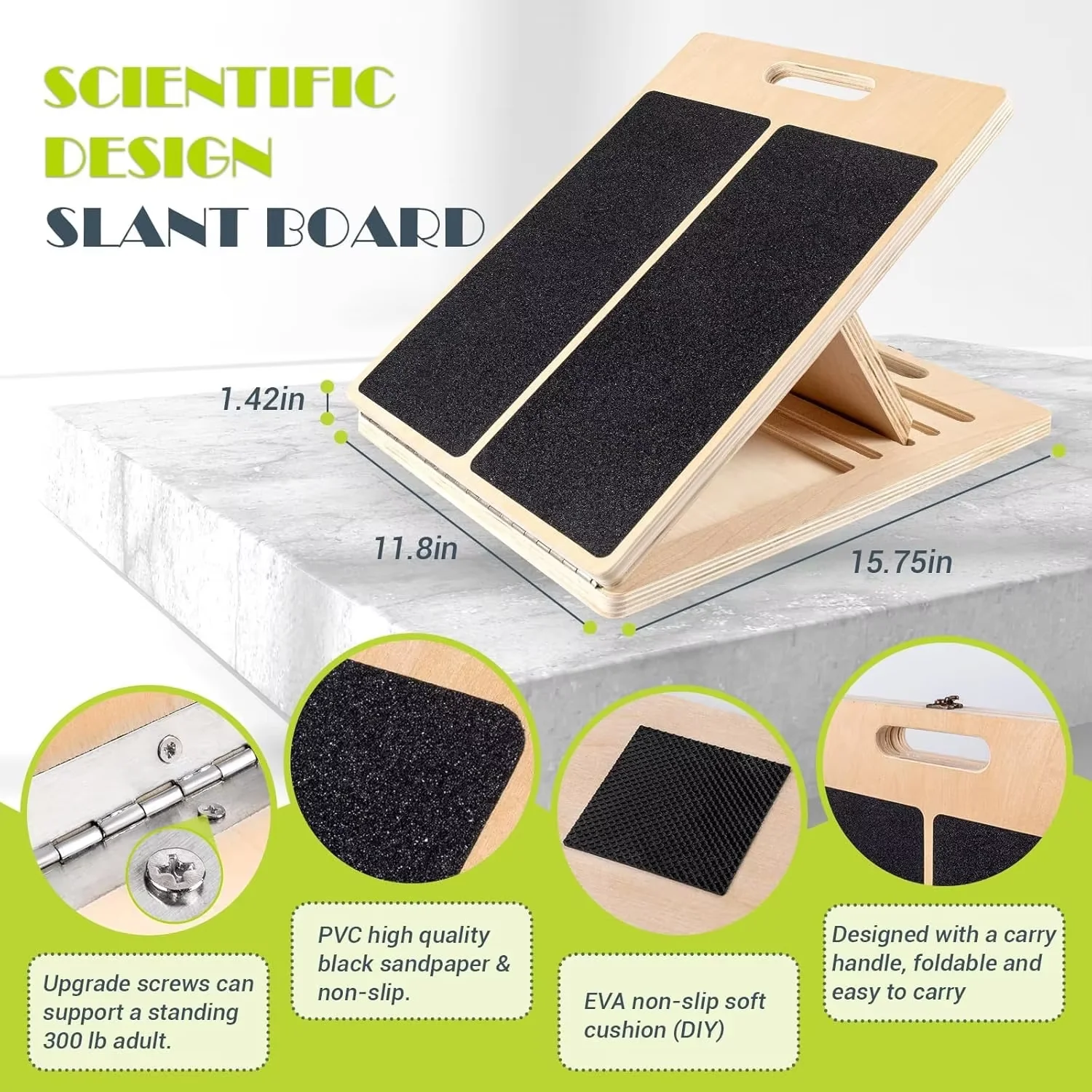 Wooden tensile plate adjustable tilt board lower leg extender with soft silicone pad rehabilitation training standing inclined b
