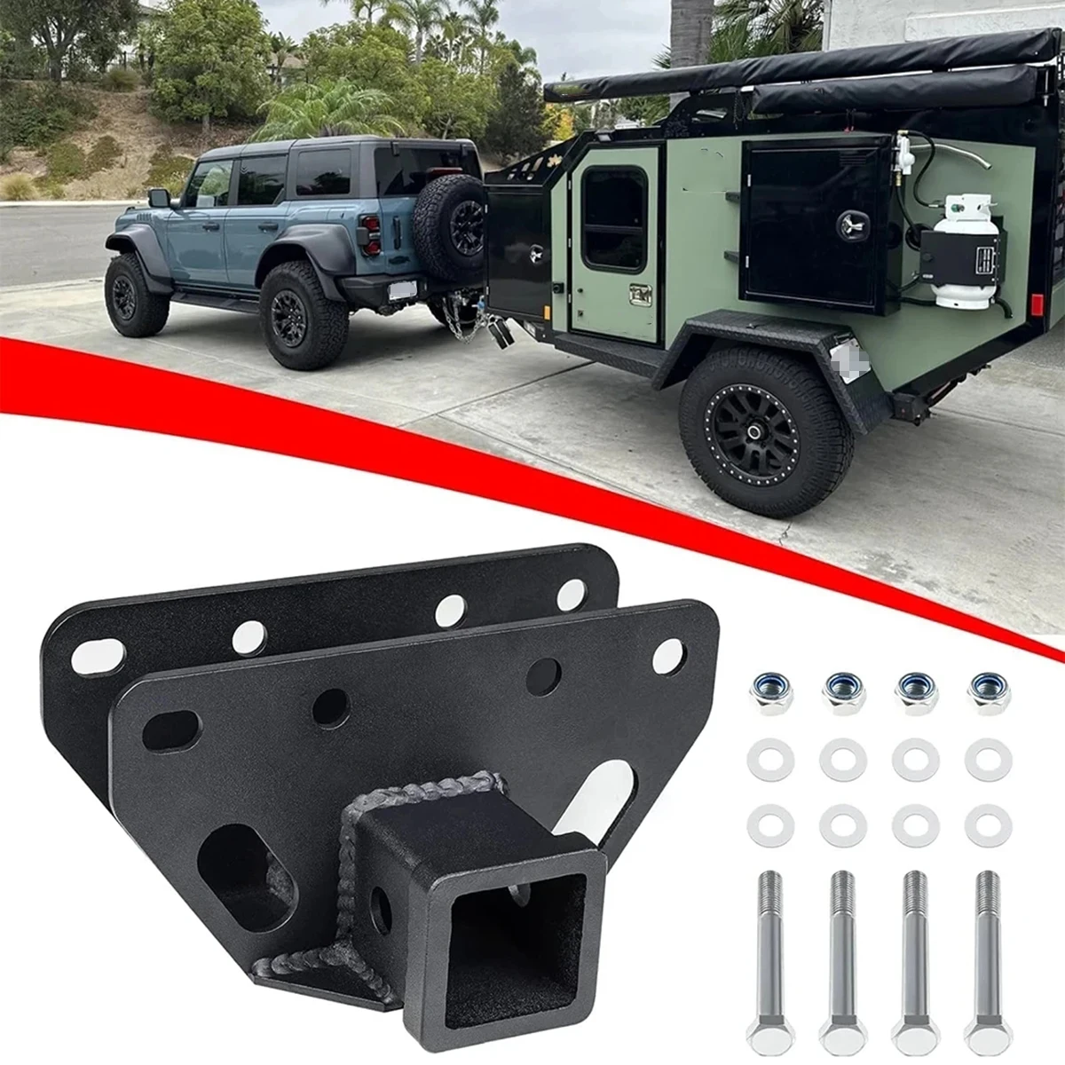 2inch Receiver Hitch For Ford Bronco 2021 2022 2023 2024+ 2/4Door Trailer Tow Hitch Heavy Duty Steel Trailer Tow Hook