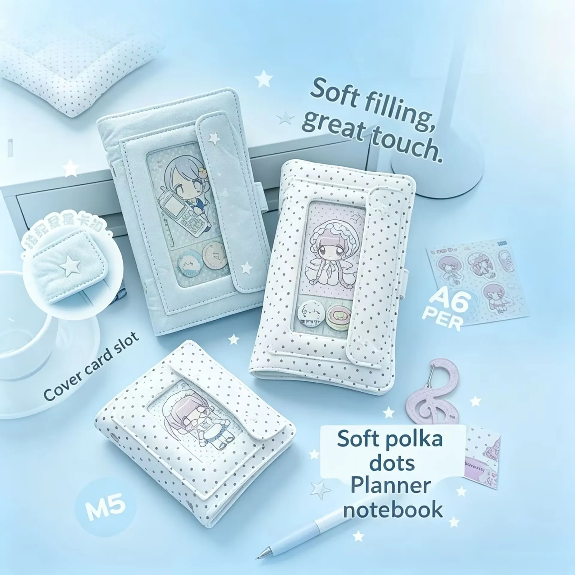 

RosyPosy Kawaii Soft Cover Loose Leaf Notebook Detachable Blank Page Korean Style Hand Journal Daily Planner Girls Stationery