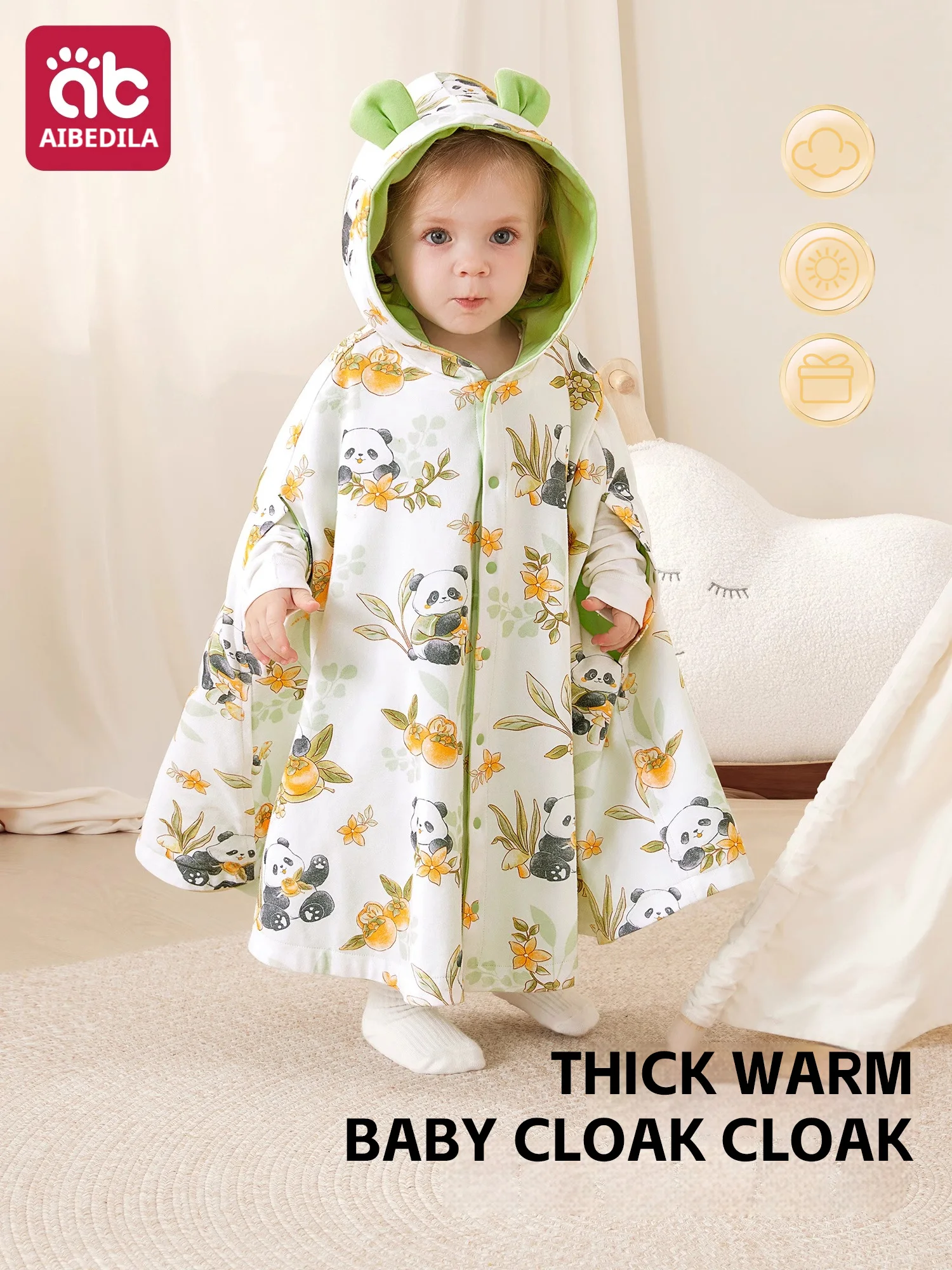 

AIBEDILA Baby Hooded Cloak Warm Toddler Poncho Cape Shawl Kids Wearable blanket Thick windproof children's Coat Winter 3M-3T