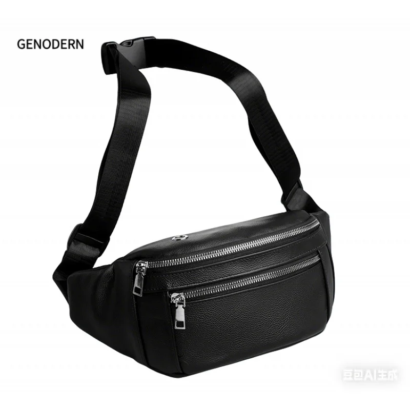 

GENDOERN First Layer Cowhide Chest Bag Multifunctional Men's Shoulder Bag Genuine Leather Crossbody Bag