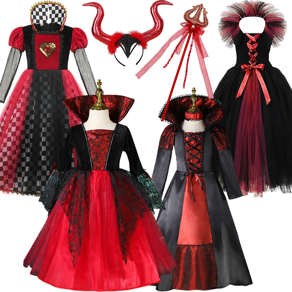 

2024 Halloween Girl Costumes Ghost Bride Cosplay Vampire Costume Kids Witch Outfits The Red Queen Cosplay Dress Party Clothing