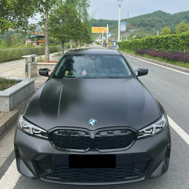 PET Matte Satin Black Vinyl Wrap Film Roll with Air Release Stretchable Self Adhesive Decal Sticker Motorbike Car Wrapping Foil