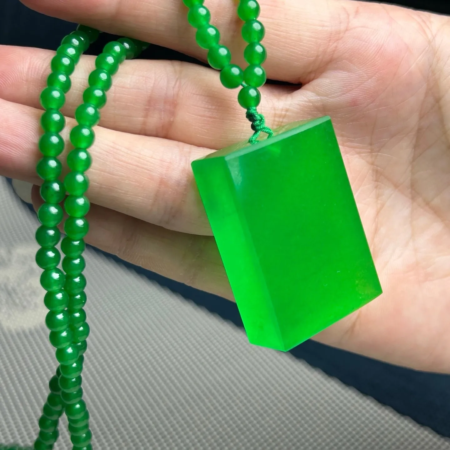 Real Natural Ice Green Jade Jadeite Amulet Pendant&Necklaces