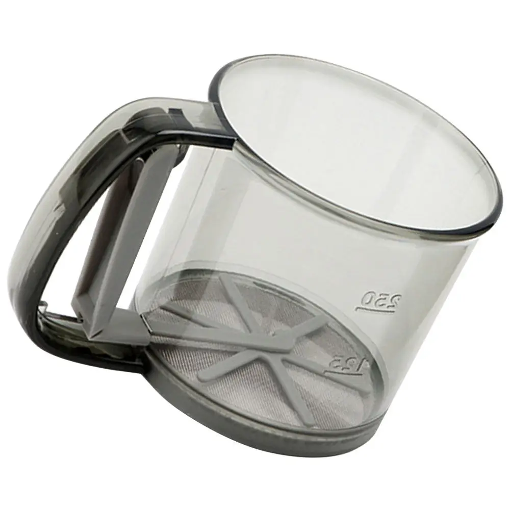 Premium Flour Sifter Cup with Comfort Grip Handle Dense Mesh for Flour Powdered Sugar Baking Powder Almond Cocoa Sieving Tool