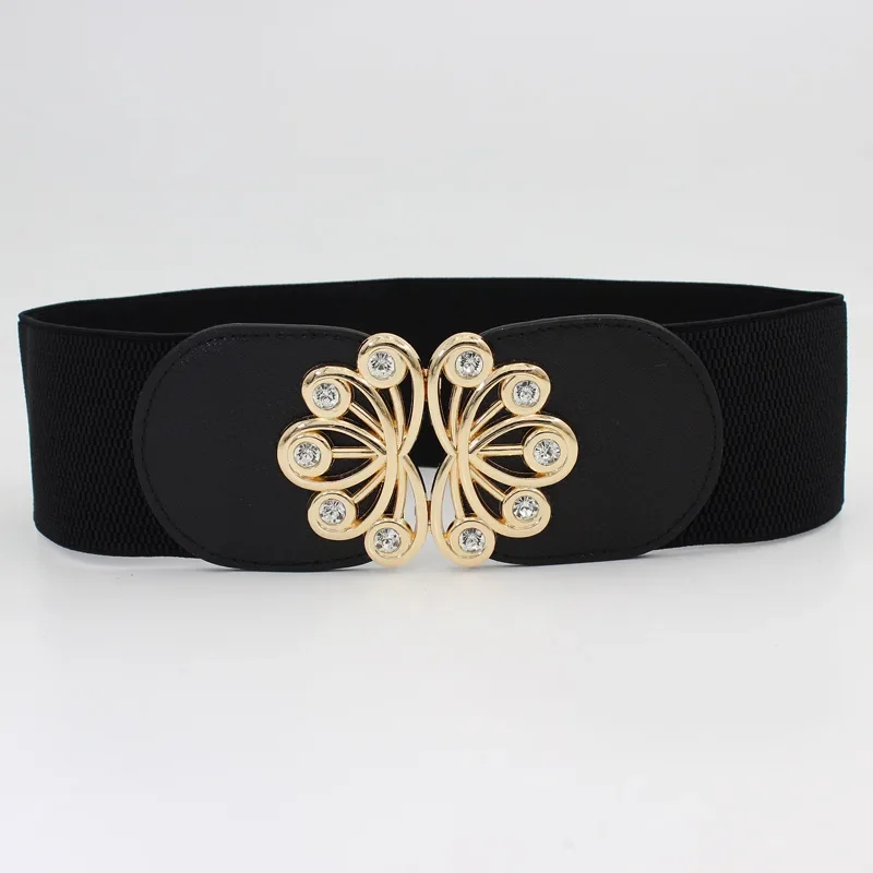 Female Retro Waist Corset Belt Waist Strap Women Alloy Buckle Waistbands Elastic Waist Seal Stretch Cummerbunds Pu Leather Belts