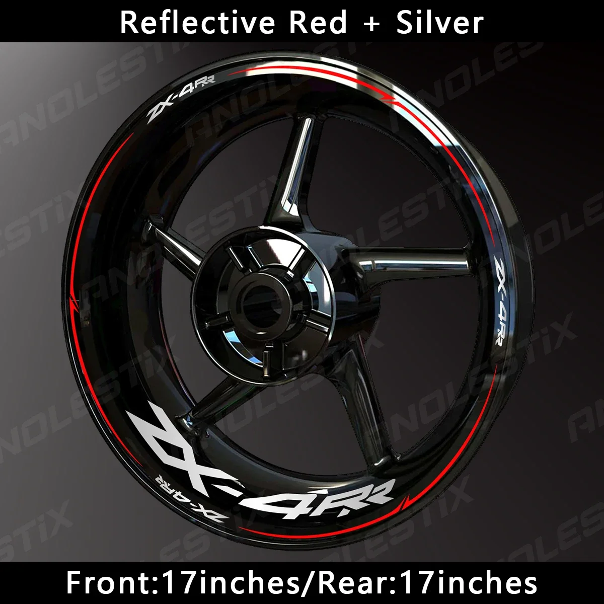 AnoleStix Reflective Motorcycle Wheel Sticker Hub Decal Rim Stripe Tape For Kawasaki Ninja ZX-4RR ZX4RR