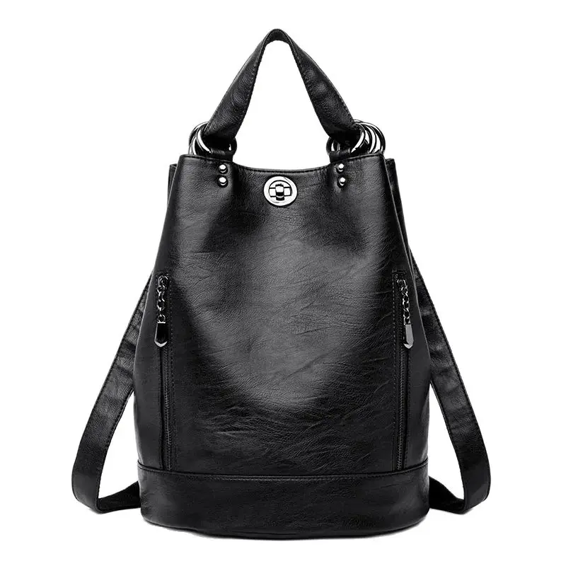 High Quality Soft Leather Bagpack Women Fashion Anti-theft Backpack 2024 New Casual Lides Shoulder Bag Large Capacity School Bag