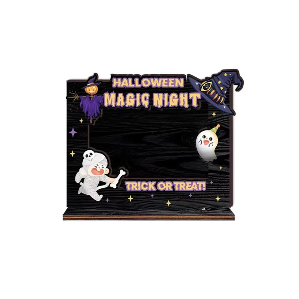 

Creative Halloween Picture Frame Happy Halloween Design Ornament Happy Halloween Decor Frame Pumpkins Bats Black Sprider Print