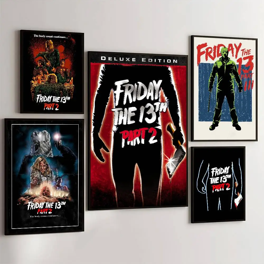 Póster de papel blanco de la película F-Friday The 13th Part 2, decoración Vintage para habitación, Bar, cafetería, pintura decorativa Vintage