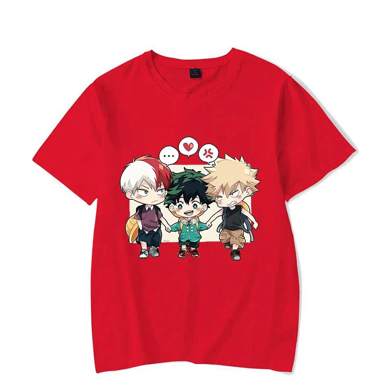 New Women Fashion Deku Todoroki Shoto Bakugou Katsuki Cartoon Print T-shirt Unisex Anime Clothing Casual O-neck Short Sleeve