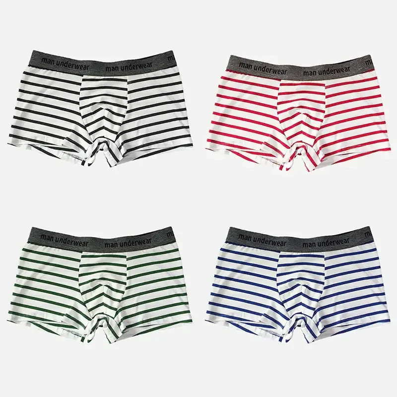 Men\'s Boxer Shorts Cotton Striped Men Underwear Panties Soft Underwear Sleepwear Comfort Underpants Breathable Boxershorts M-XL