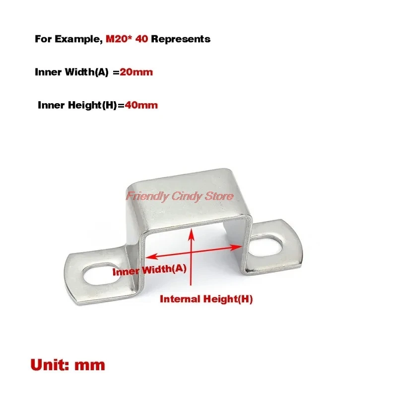 Heavy Duty 304 SS Square Tube Clamp Rust-Resistant U-Bolt Bracket for Fence Gate Frame Assembly
