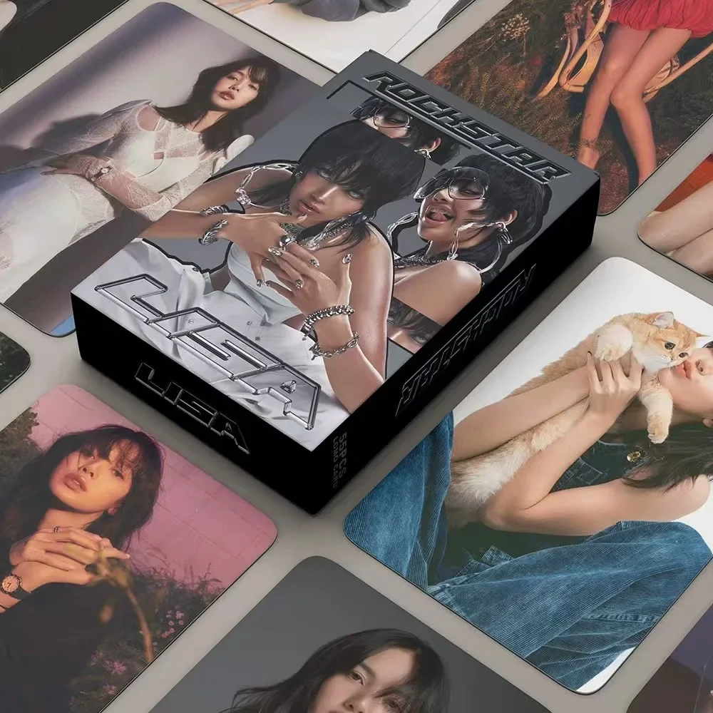 55 قطعة Kpop LISA ROCKSTAR سولو لومو بطاقة جديدة Ablum HD صور طباعة صور بطاقة الصور لمحبي جمع البطاقات البريدية الهدايا